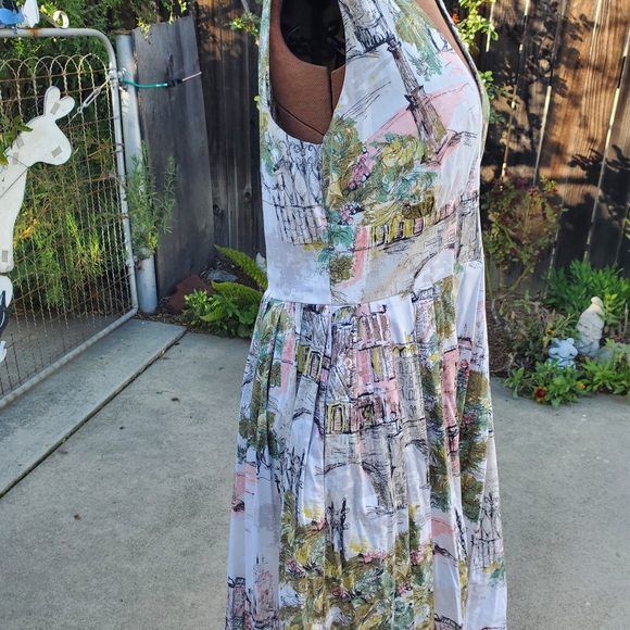 Elegant Scenic Print Midi Dress - Picture 4 of 6